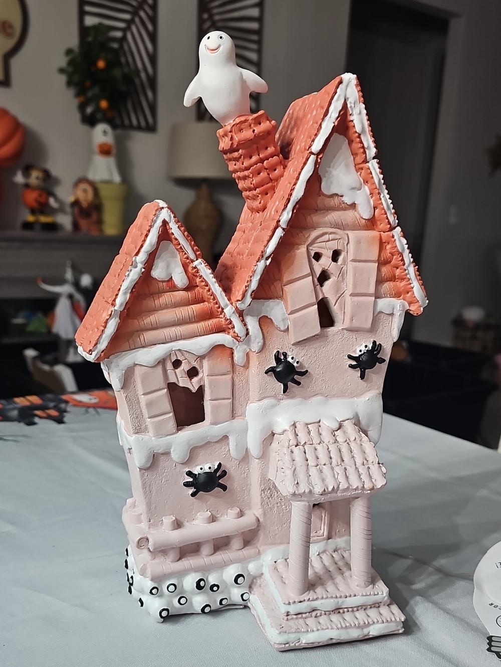 New! Halloween Pale Pink LED Light Up Haunted House